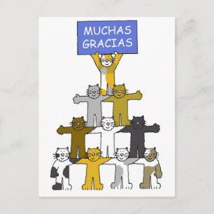 Postal Español Gracias Muchas Gracias Personalizados Gato