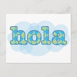 Postal Español - Hola con patrón de argyle