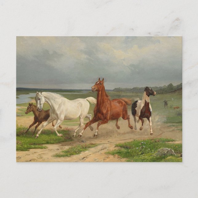 Postal Española: Caballos voladores (Anverso)