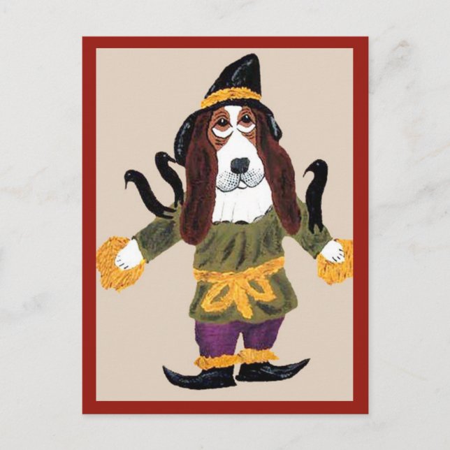 Postal Espantapájaros Basset Hound (Anverso)