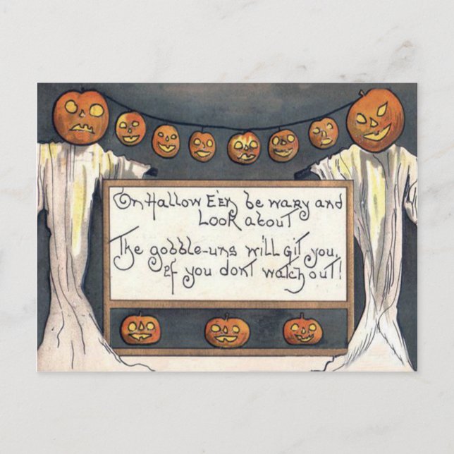 Postal Espantapájaros de calabaza fantasma Jack O Lantern (Anverso)