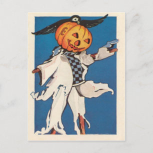 Postal Espantapájaros de Linterna de Calabaza Cuervo