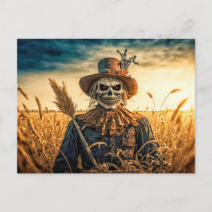 Postal Espantapájaros espeluznante feliz Halloween