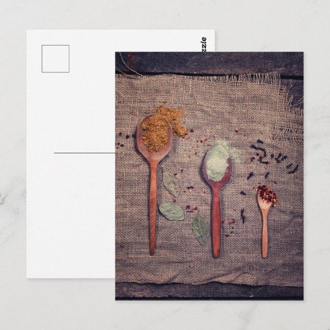 Postal Especias en cucharas (Anverso / Reverso)