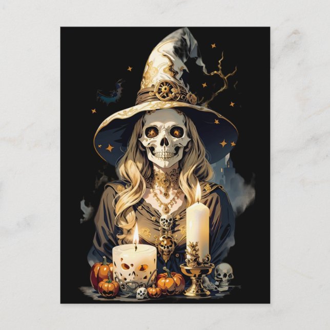 Postal Espectacular Bruja de Halloween (Anverso)
