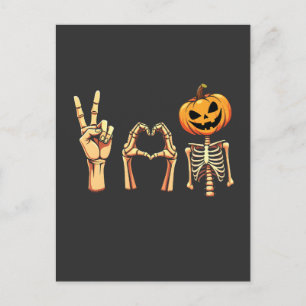 Postal Espectacular esqueleto de calabaza de Halloween