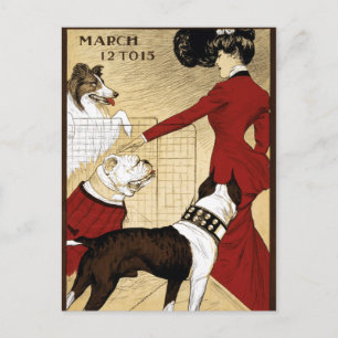 Postal Espectáculo de perro de época Ilustracion Art Anti