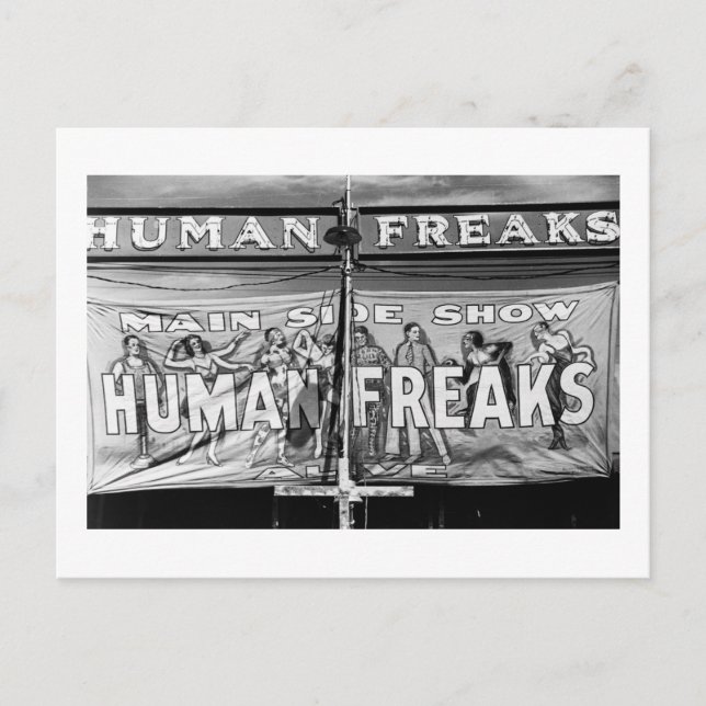 Postal Espectáculo Freak, años 40 (Anverso)