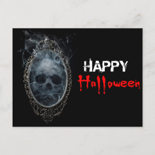 Postal Espejo de Fantasma Espeluznante de Halloween
