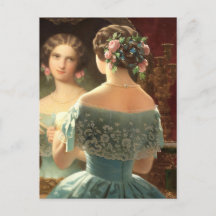 Espejo de mujer victoriana postales, brillo semi d