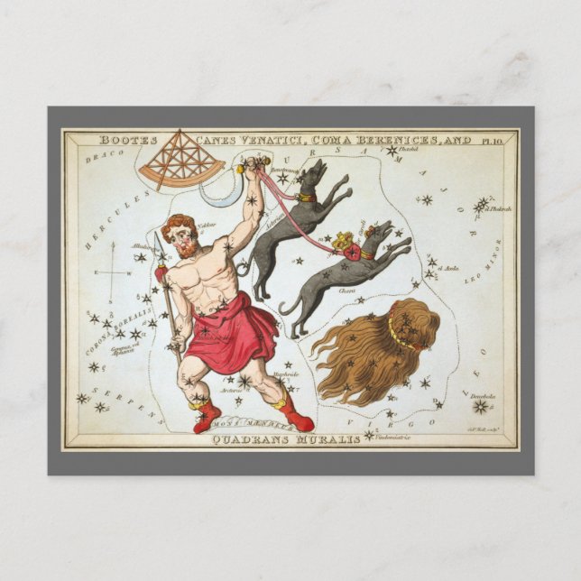 Postal Espejo de Urania, Mapa Celeste de Astronomía Antig (Anverso)