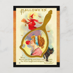 Postal Espejo mágico de Halloween vintage
