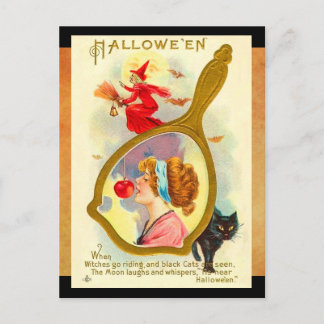 Postal Espejo mágico de Halloween vintage