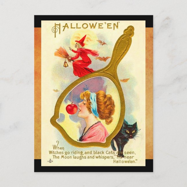 Postal Espejo mágico de Halloween vintage (Anverso)