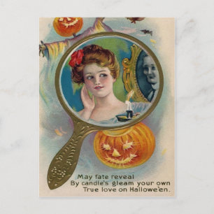 Postal espejo retrovisor de Halloween con escalofr