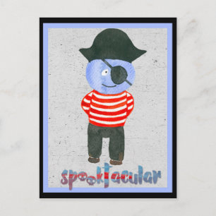 Postal Espeluznante acuarela Halloween Pirate