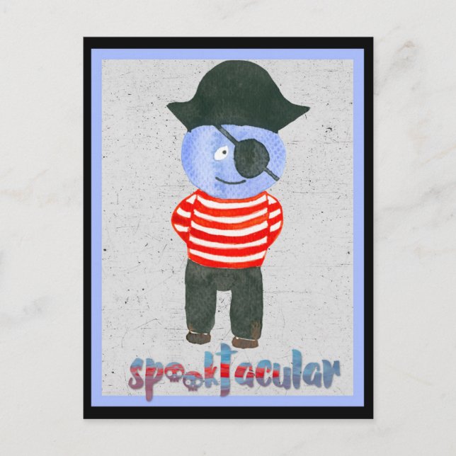 Postal Espeluznante acuarela Halloween Pirate (Anverso)