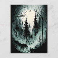 Espeluznante bosque de tinta blanca y negra en la 