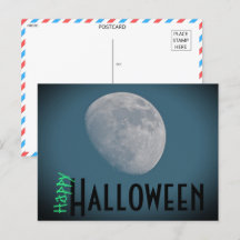 Postal espeluznante de Halloween de luna llena