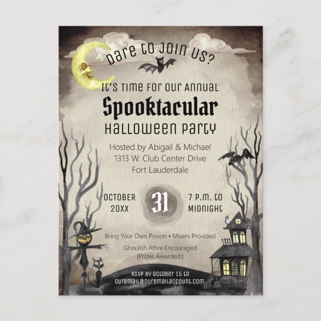 Postal Espeluznante disfraz de Halloween Spooktacular Ton (Anverso)