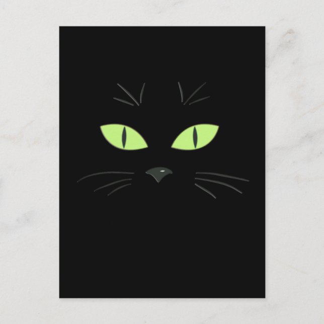 Postal Espeluznante Gato Negro Face Happy Halloween Postc (Anverso)