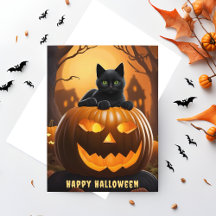 Espeluznante Jack-O-Lantern Happy Halloween Postca