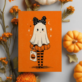 Postal Espeluznante Naranja ardiente de fantasma Hallowee