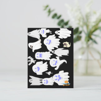 Postal Espeluznante patrón de Ilustracion fantasma lindo