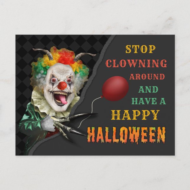 Postal Espeluznante payaso Creepy Circus Halloween Funny  (Anverso)