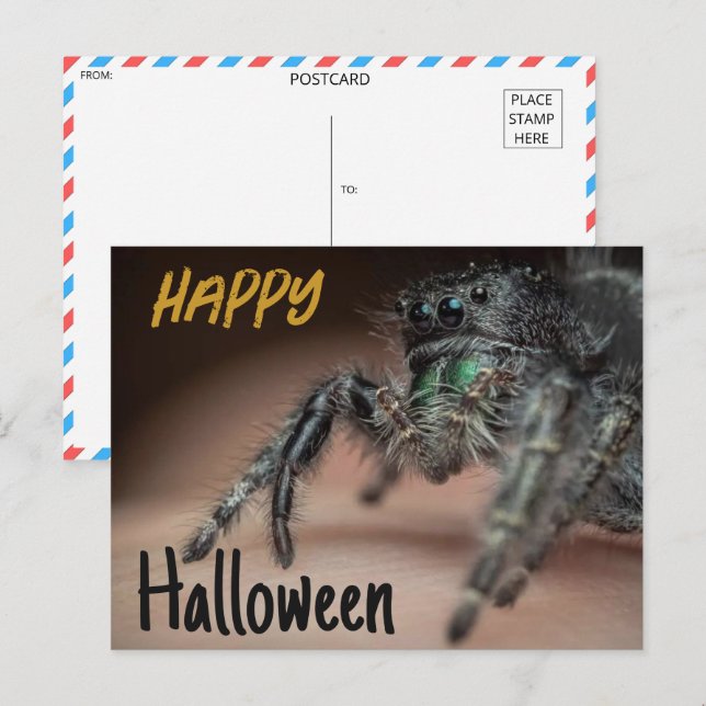 Postal Espeluznante saludo de Halloween (Anverso / Reverso)