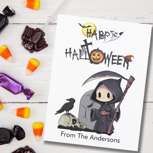 Postal Espeluznante Segador Cementerio Gótico Niños Hallo (Subido por el creador)