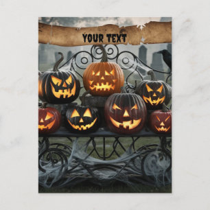 Postal Espeluznantes Linternas de Halloween con Spiderweb