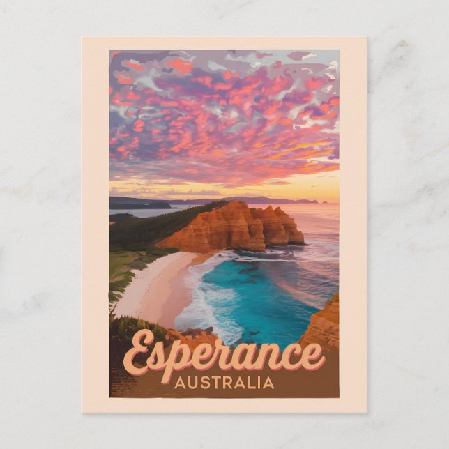 Postal Esperance Australia Ilustracion Viaje al arte Retr (Anverso)