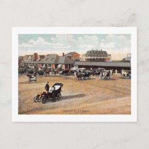 Postal Esperando el tren, Sea Bright, NJ 1907 Vintage