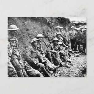Postal Esperando en la Primera Guerra Mundial de Trenches