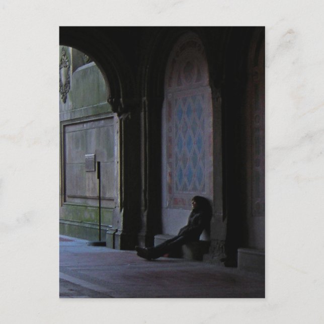 Postal Esperando en la terraza de Bethesda (Anverso)