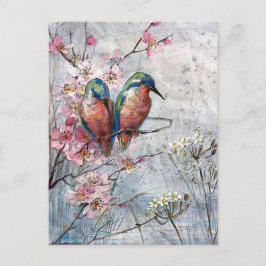 Postal Esperando La Cena De Pájaro Kingfisher