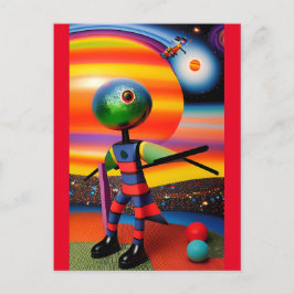 Postal Esperando que las bolas dejen de surrealismo