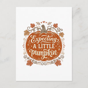 Postal Esperando una pequeña calabaza de otoño Camiseta d