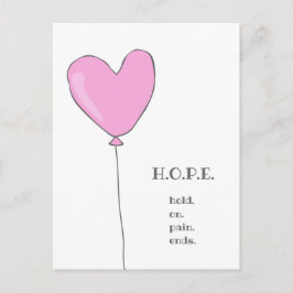 Postal Esperanza - Globo rosa con cita motivacional dulce