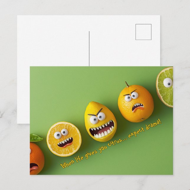 Postal Esperar caras divertidas del drama (Anverso / Reverso)