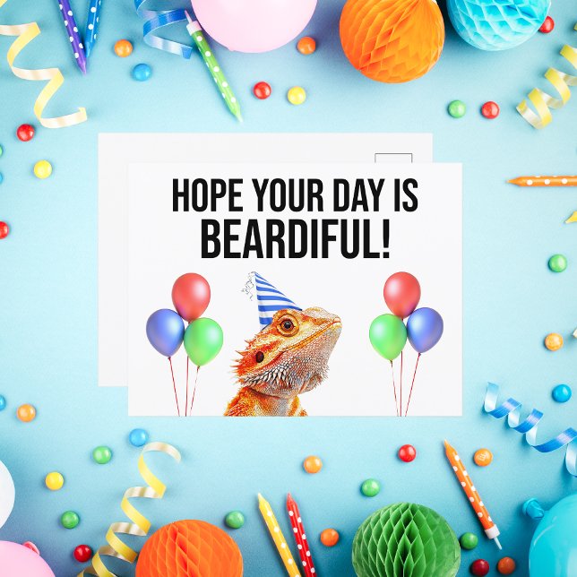 Postal Espero Que Tu Día Sea Barbiful Feliz Cumpleaños Di (Hope Your Day Is Beardiful Birthday Postcard)