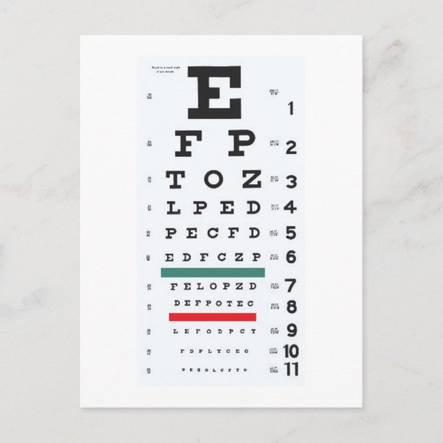 Postal Espero verte pronto : Eye Chart (Anverso)