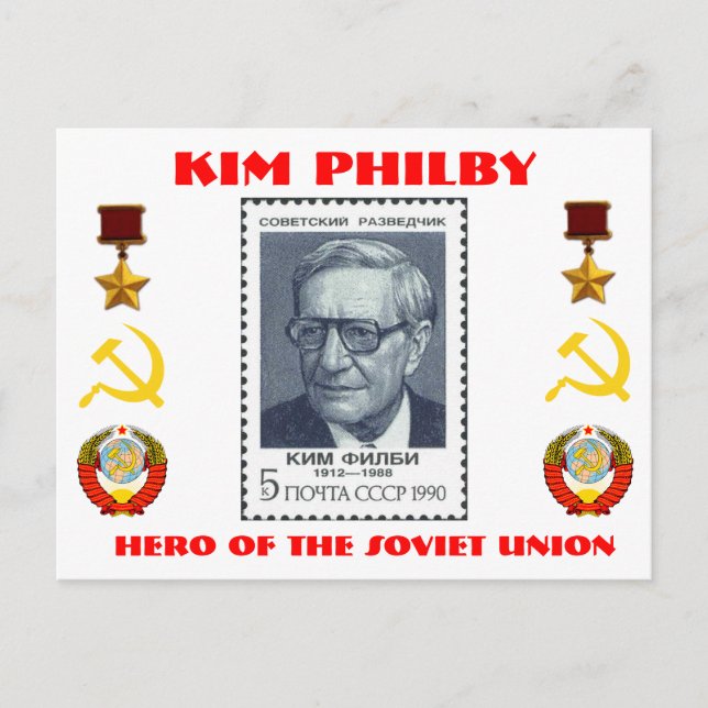 Postal Espionaje británico Kim Philby, héroe de la Unión  (Anverso)