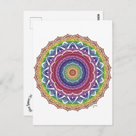 Postal Espiral arcoiris y flor geométrica Mandala
