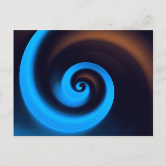 Postal Espiral azul marrón lindo arte abstracto moderno G (Anverso)