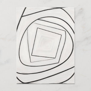 Postal Espiral Cuadrada Abstracta Blanco Negro
