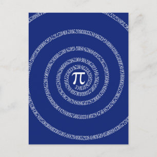 Postal Espiral de diseño para Pi en azul marino