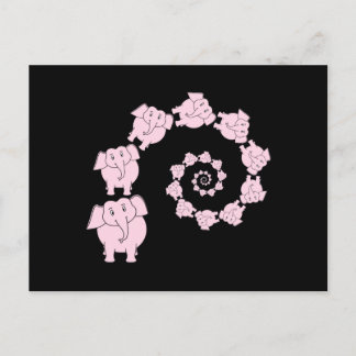 Postal Espiral de elefantes rosados.
