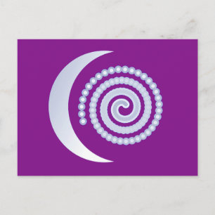 Postal Espiral de luna plateada sobre morado